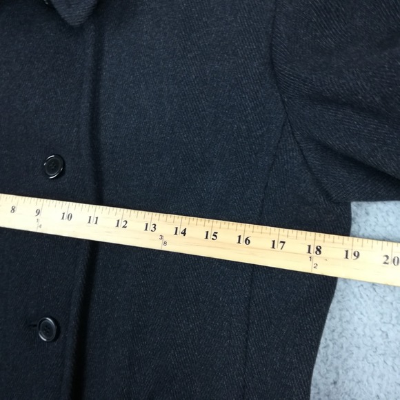 Anne Klein Womens Pea Coat Wool Blend Black Herringbone Button Front Petite 6P - Picture 5 of 12